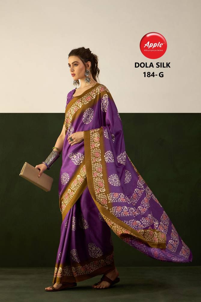 Dola 184 By Apple Printed Dola Silk Sarees Wholesale Clothing Suppliers In India
